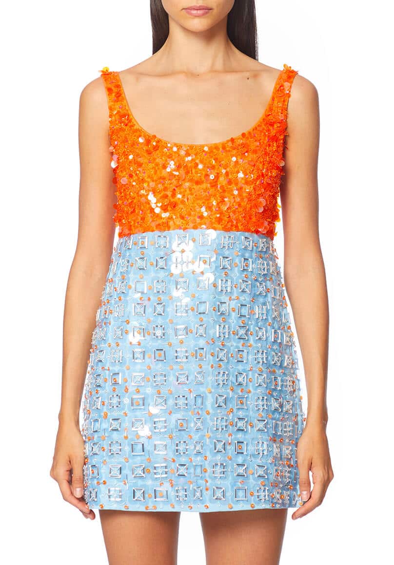 des phemmes orange sequin dress Exclusive Sequined Cropped Top By Des Phemmes